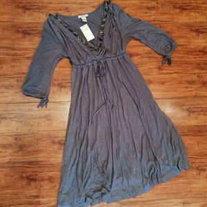 NWT Vertigo Paris Silver/Charcoal Grecian Style Midi Dress, M